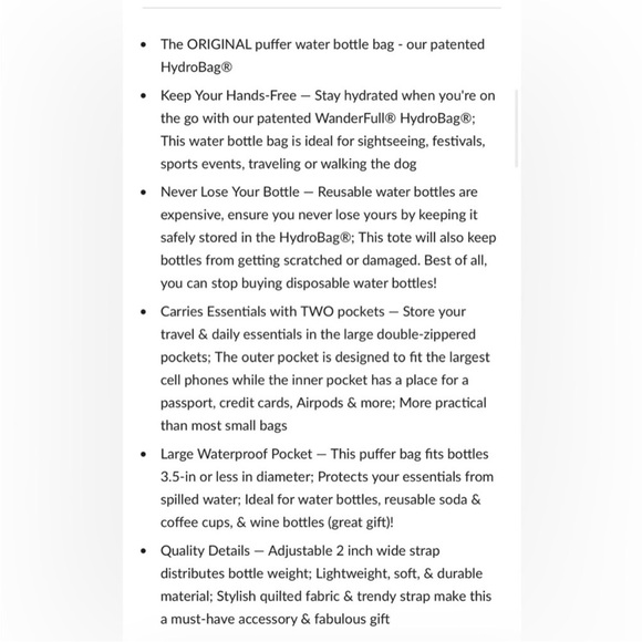 Wanderfull Quilted Sage Crossbody Convertible Hydrobag Waterbottle Purse NWT - Picture 10 of 16